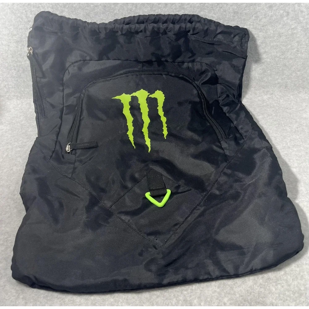 Monster‎ Energy Backpack Large Black Drawstring Gym Sports Logo Cinch Bag